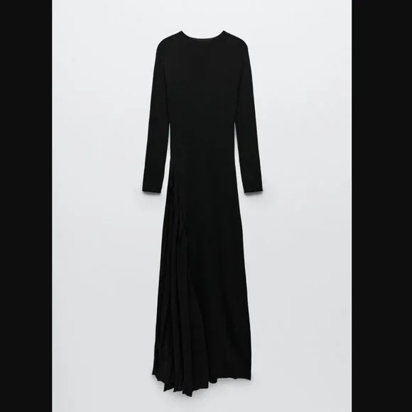 ZARA COLLECTION BLACK KNIT BANDAGE CONTRAST MAXI DRESS $89.90 - Picture 7 of 12